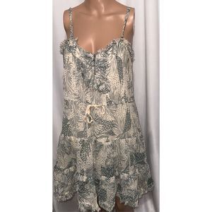 Anthropologie Green and Cream Midi Dress